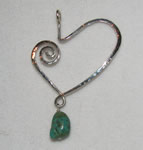 hammered asymetrical heart with turquoise