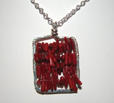 silver frame with red coral