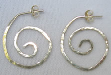 hammered sterling silver spiral earrings