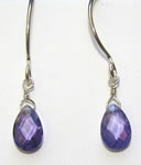 Purple cubic zirconia drop earring