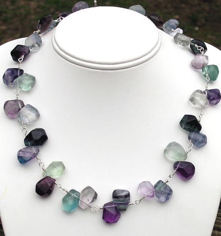 rainbow flourite and sterling silver necklace
