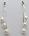 tripple drop pearl earrings